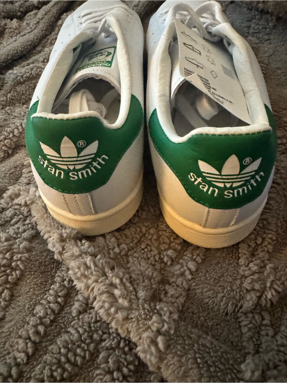 adidas White Leather Stan Smith Sneakers with Green Heel - Picture 4 of 5